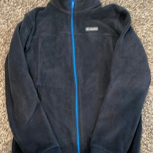 Columbia Fleece Jacket Boys Youth Size XL 18/20 Black w Blue Zipper